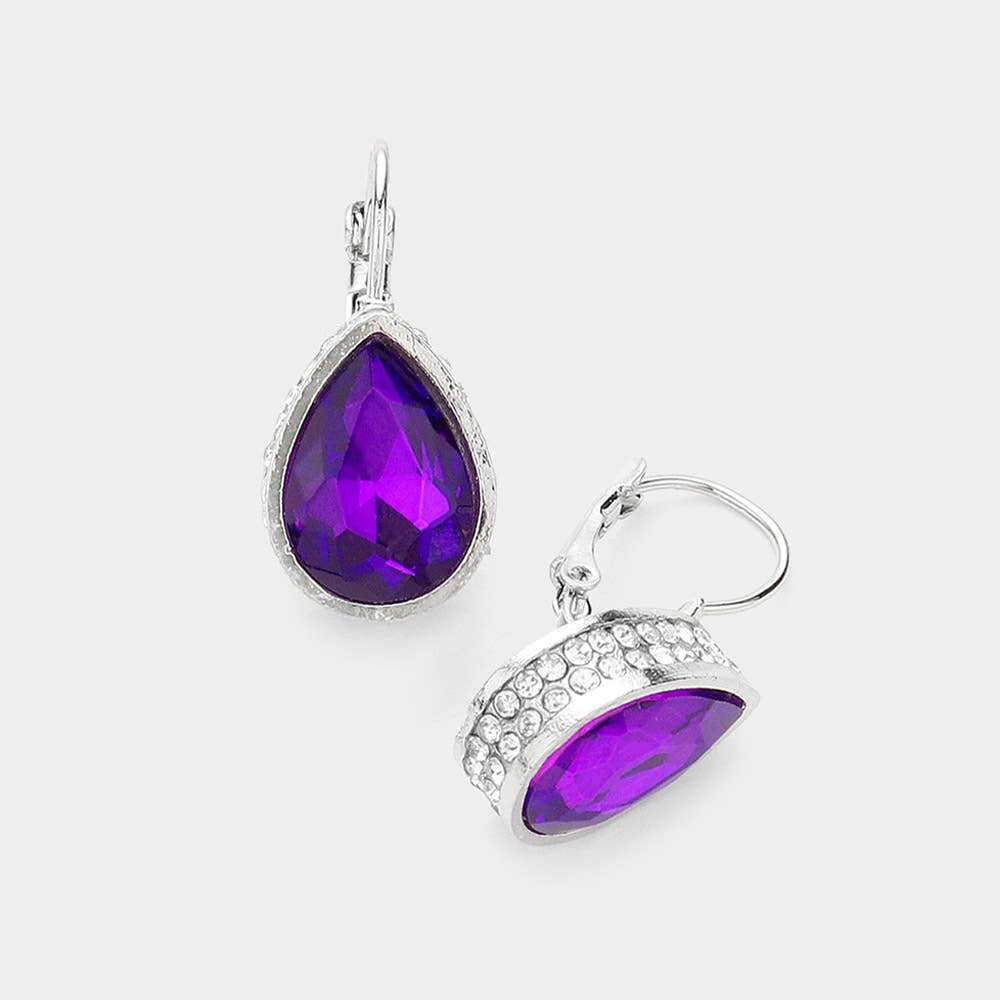 Teardrop Stone Lever Back Earrings