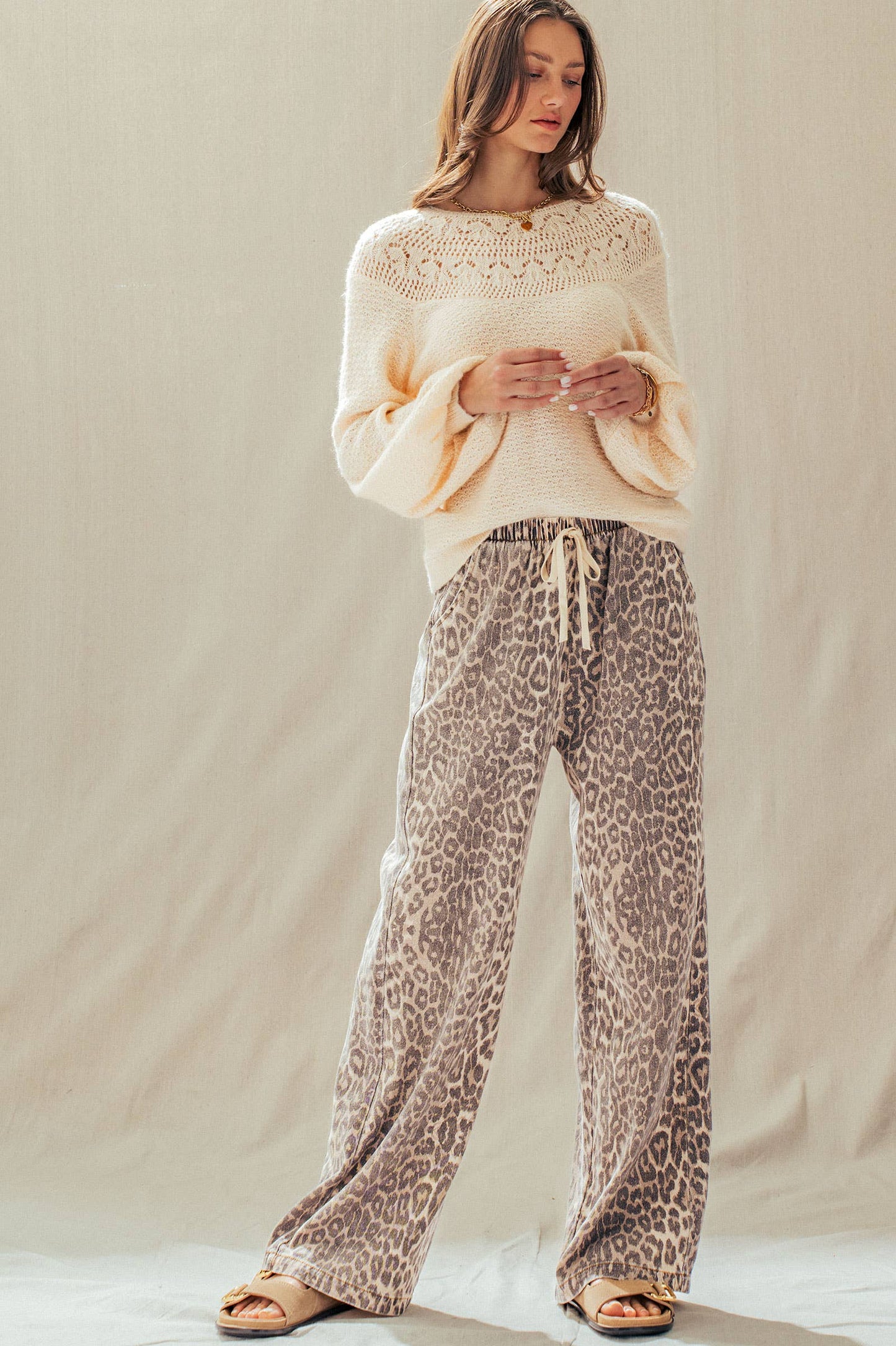 Leopard Wide Leg Drawstring