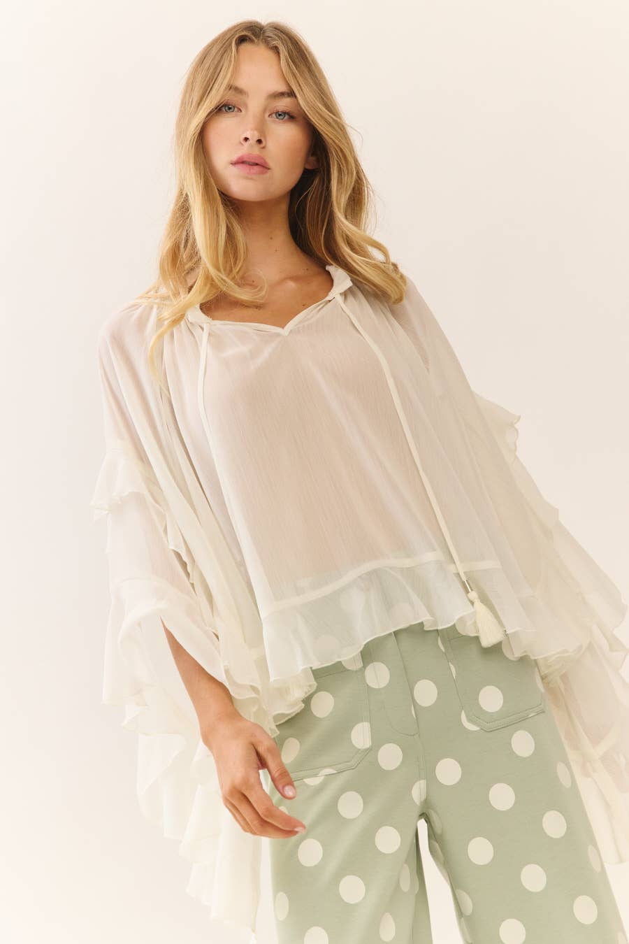 Polka Dot high-rise wide leg pants *