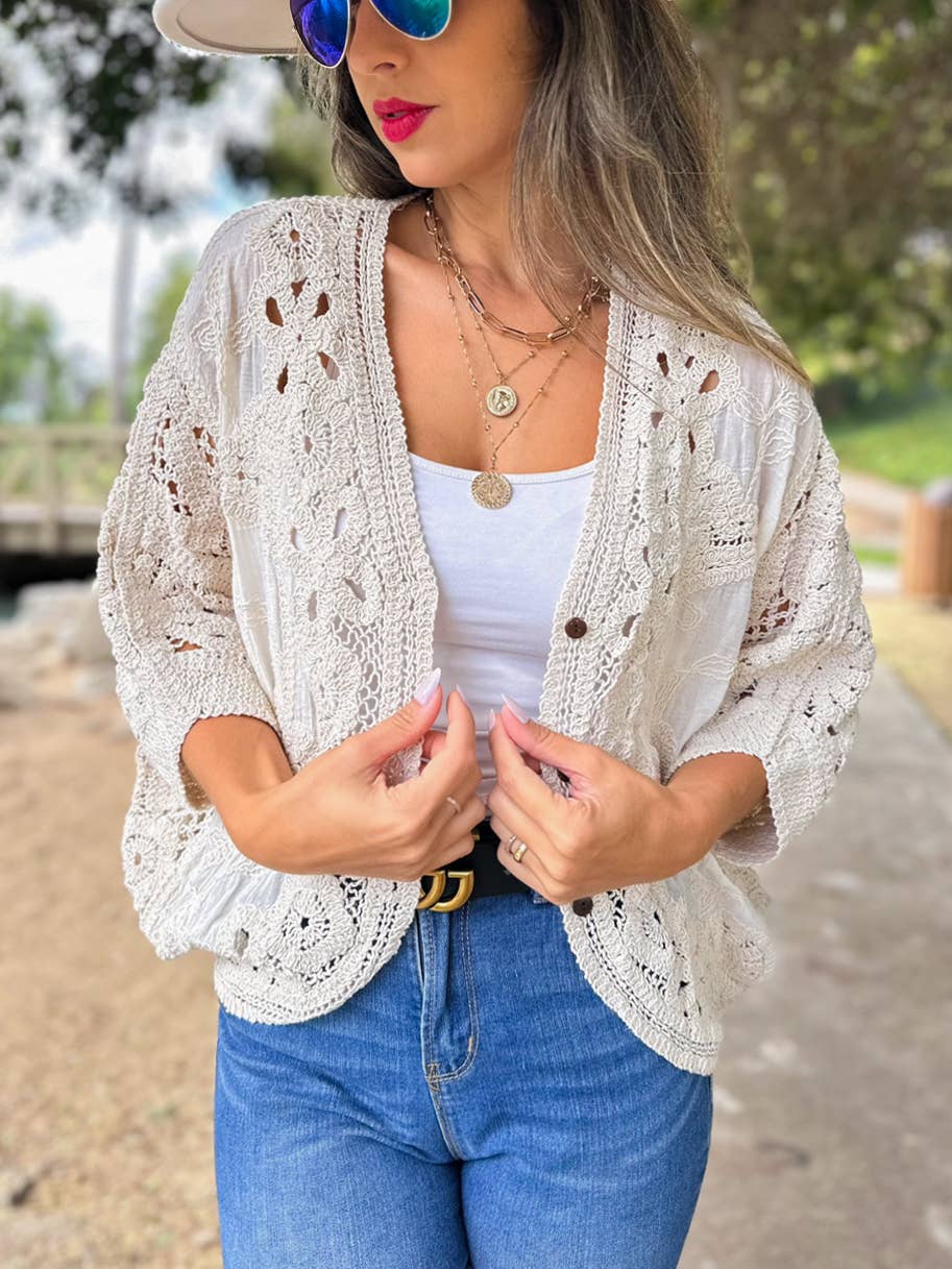 Ivory Crochet Lace Cardigan – Boutique Layering Bestseller