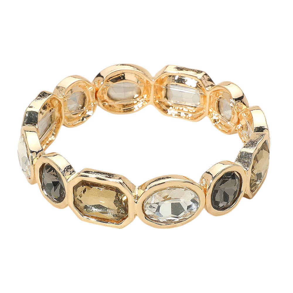 Oval Emerald Cut Stone Accented Stretch Bracelet