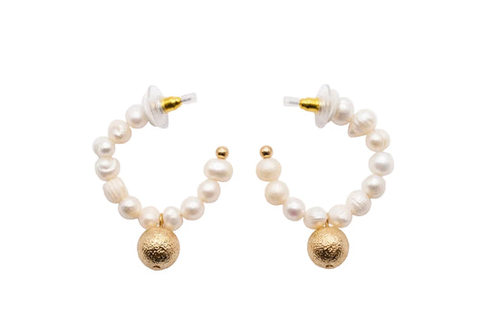 Pearl Hoop Earring with Ball