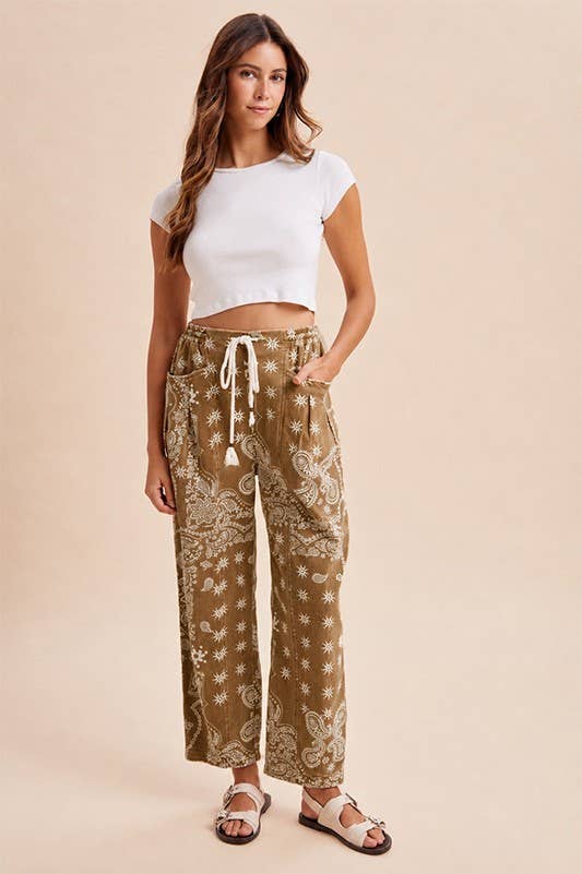 Bandana Barrel Denim Pants