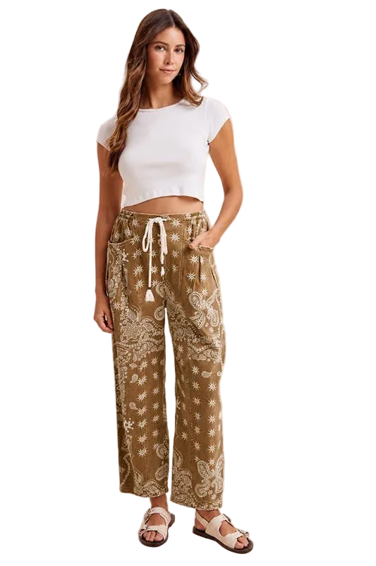 Bandana Barrel Denim Pants