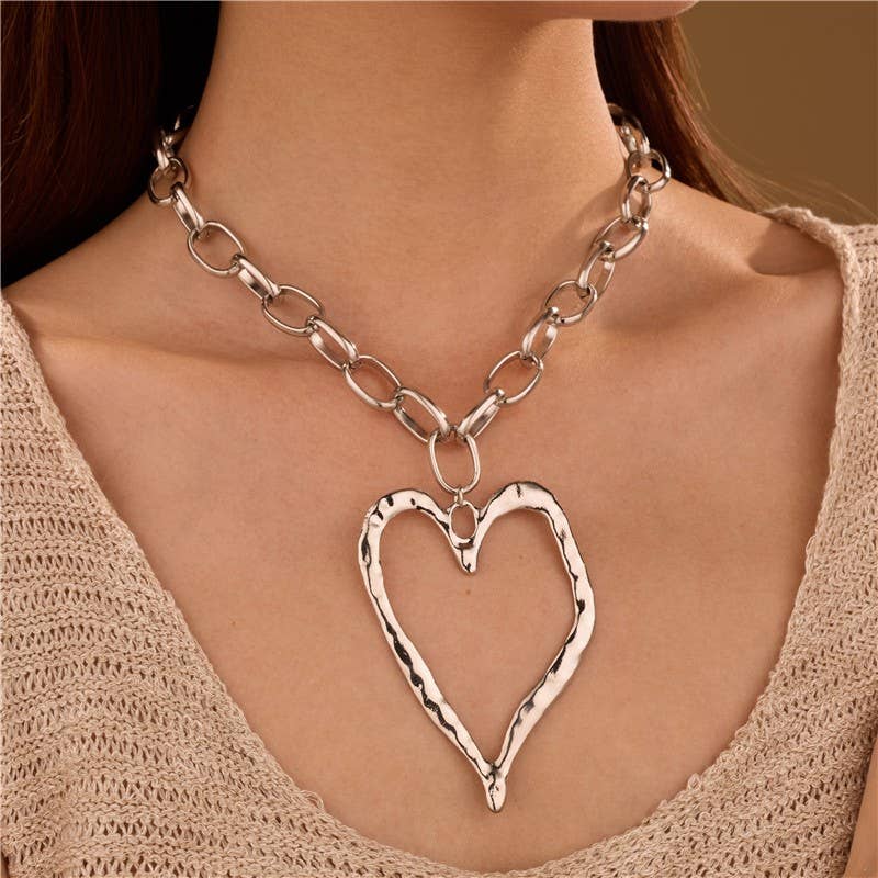 Hammered Open Heart Necklace