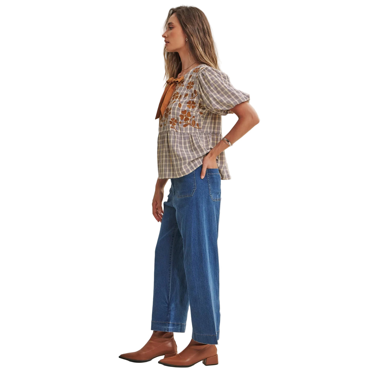 FRENCH PLAID TOP