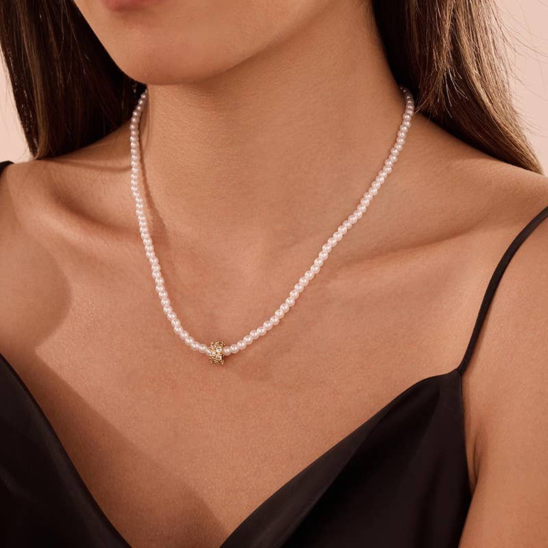 Pearl Encrusted Rhinestone Necklace