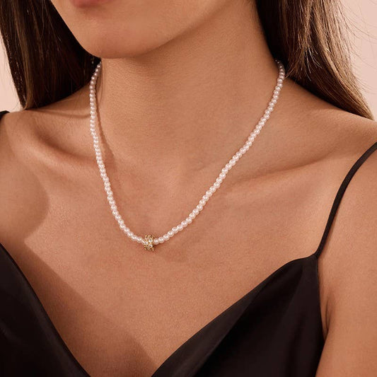 Pearl Encrusted Rhinestone Necklace