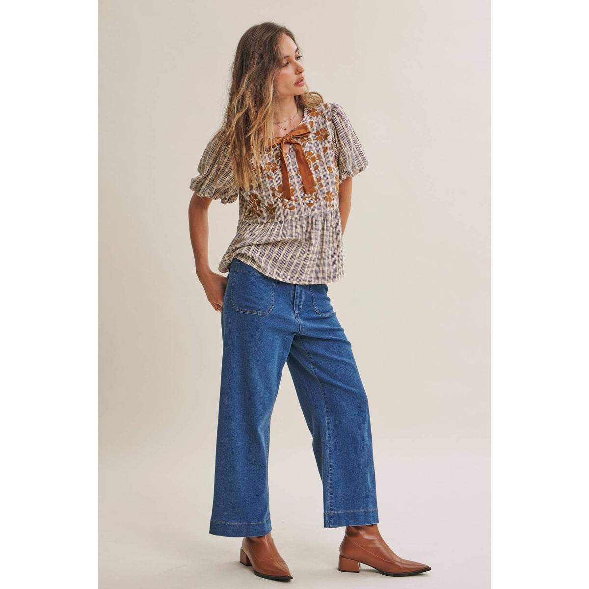 FRENCH PLAID TOP