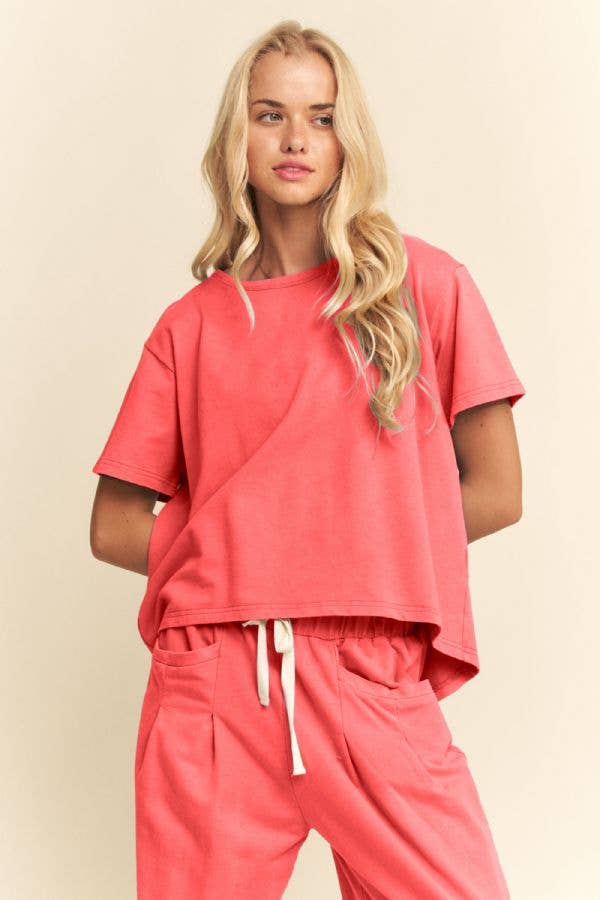 DETP40335-GARMENT WASHED PLEAT TOP PANTS SET