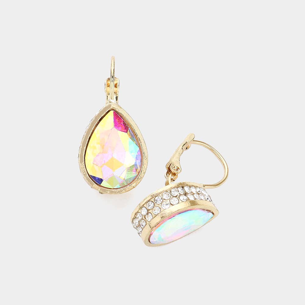 Teardrop Stone Lever Back Earrings
