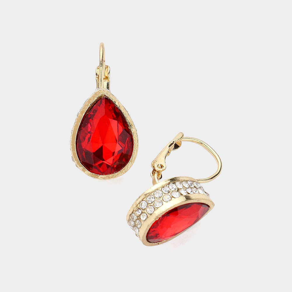 Teardrop Stone Lever Back Earrings