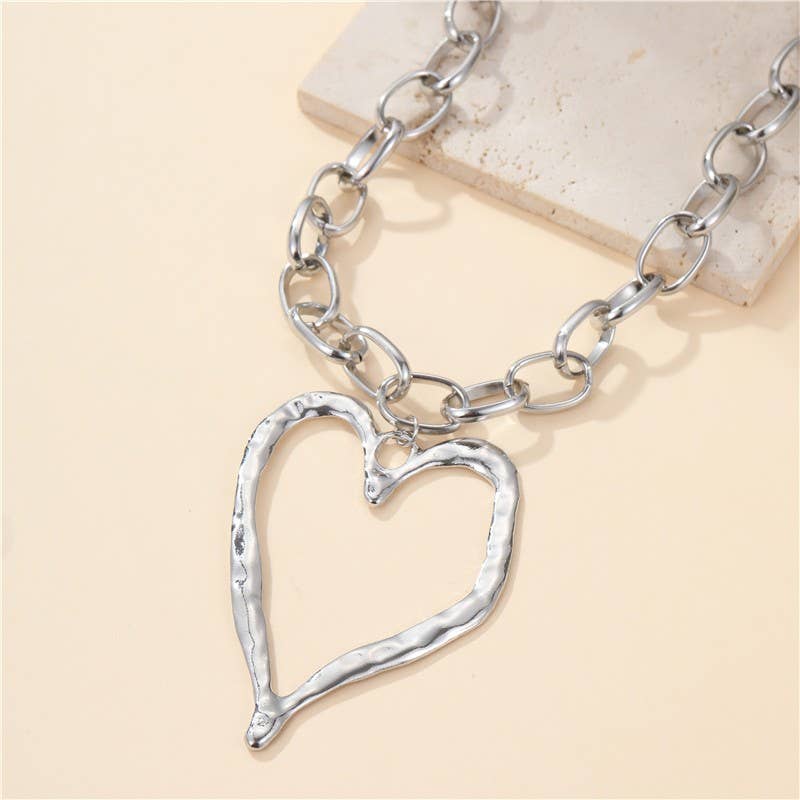Hammered Open Heart Necklace