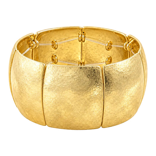 Hammered Curved Plate Wide Stretch Bracelet
