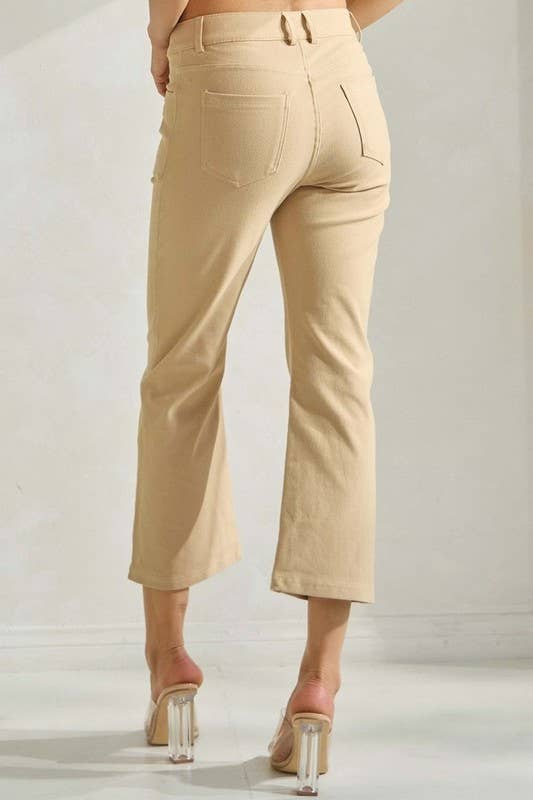 Women's Classic Solid Straight Leg Crop Pants