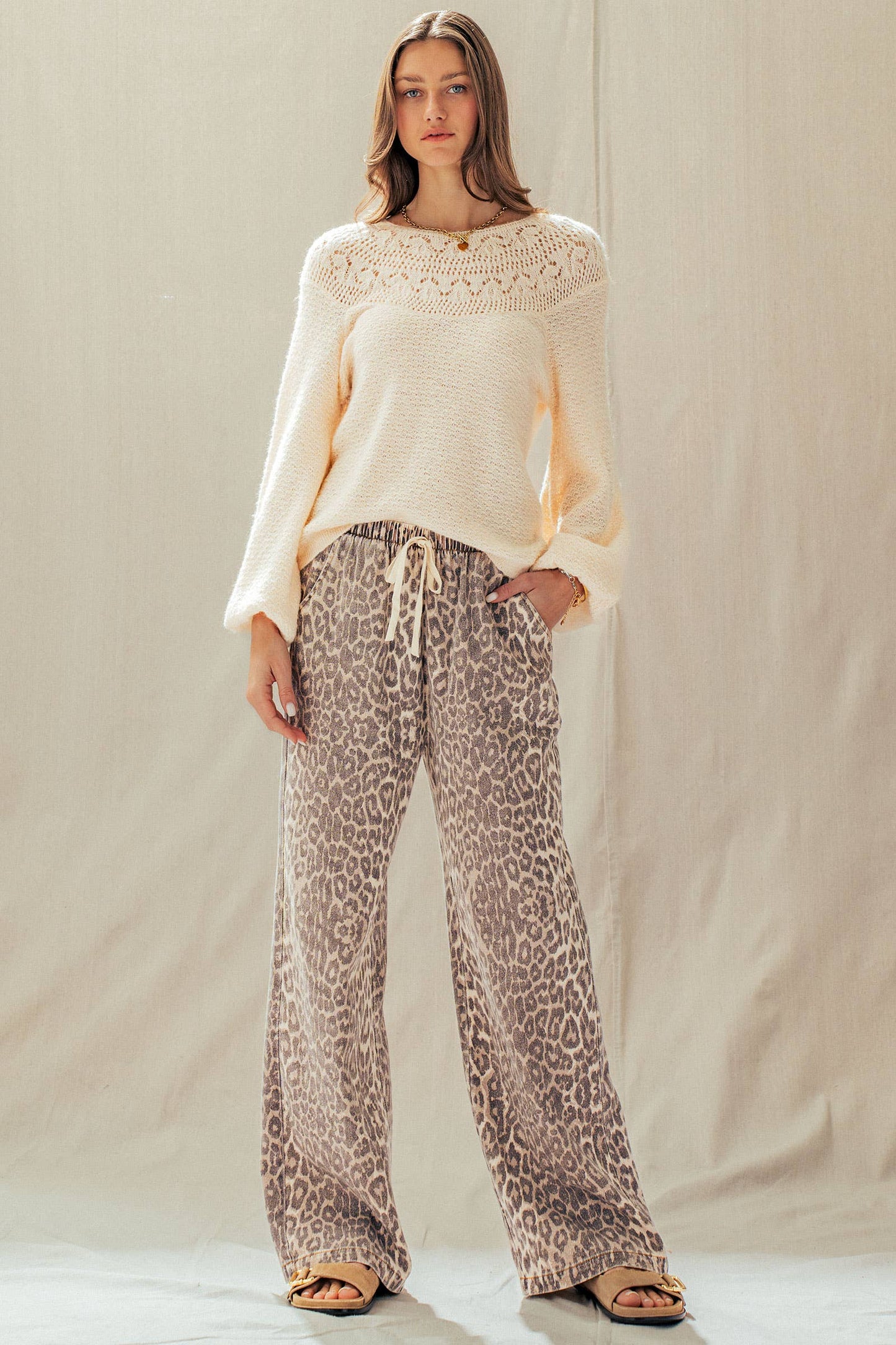 Leopard Wide Leg Drawstring
