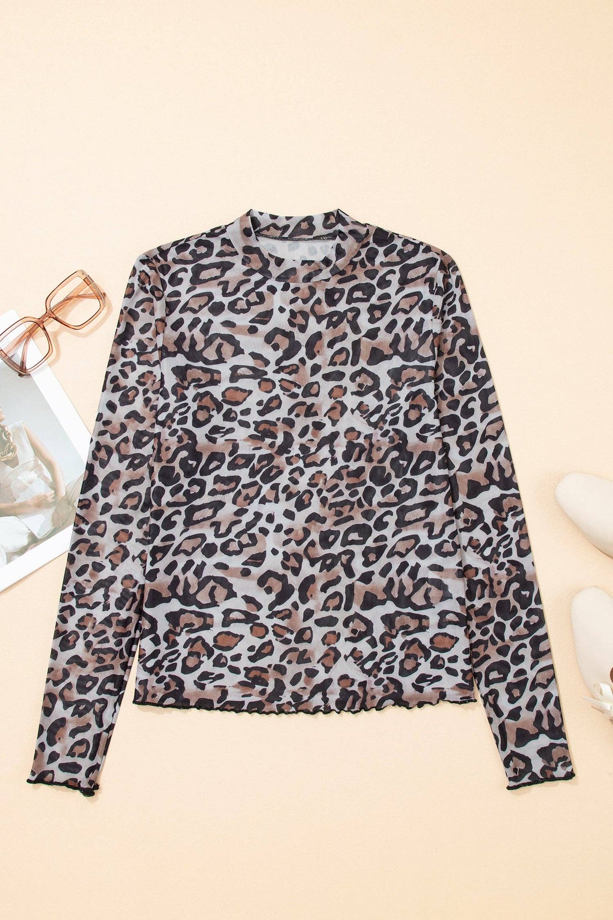 Leopard Mesh LS Top