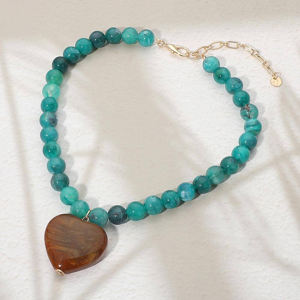 Chunky Heart Beaded Necklace