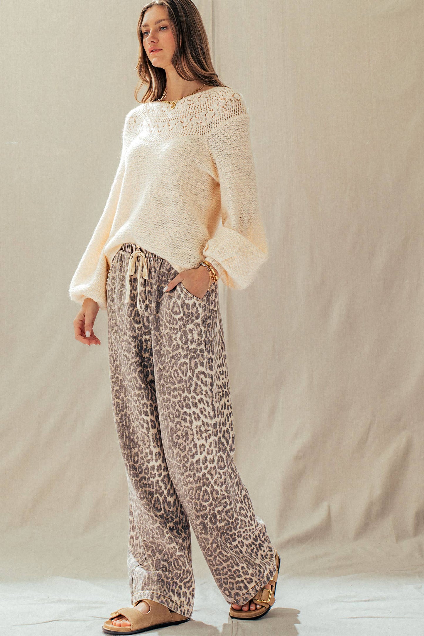 Leopard Wide Leg Drawstring