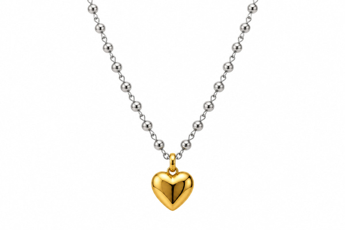 18K SS HEART NECKLACE