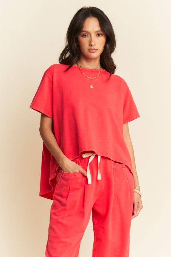 DETP40335-GARMENT WASHED PLEAT TOP PANTS SET
