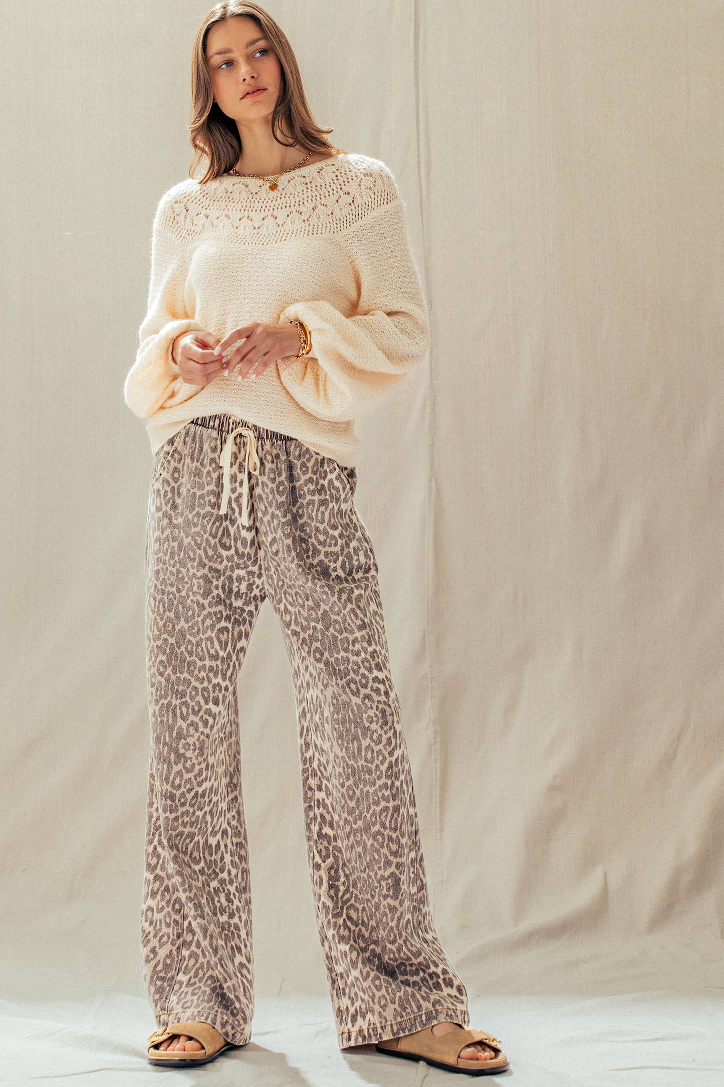 Leopard Wide Leg Drawstring