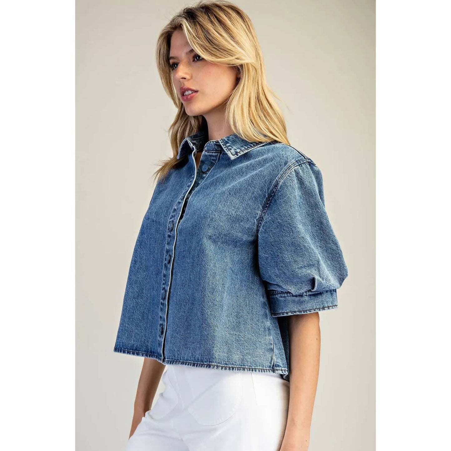Denim Puff Sleeve Top
