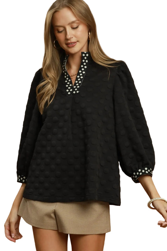 Jacquard Polka Dot Top