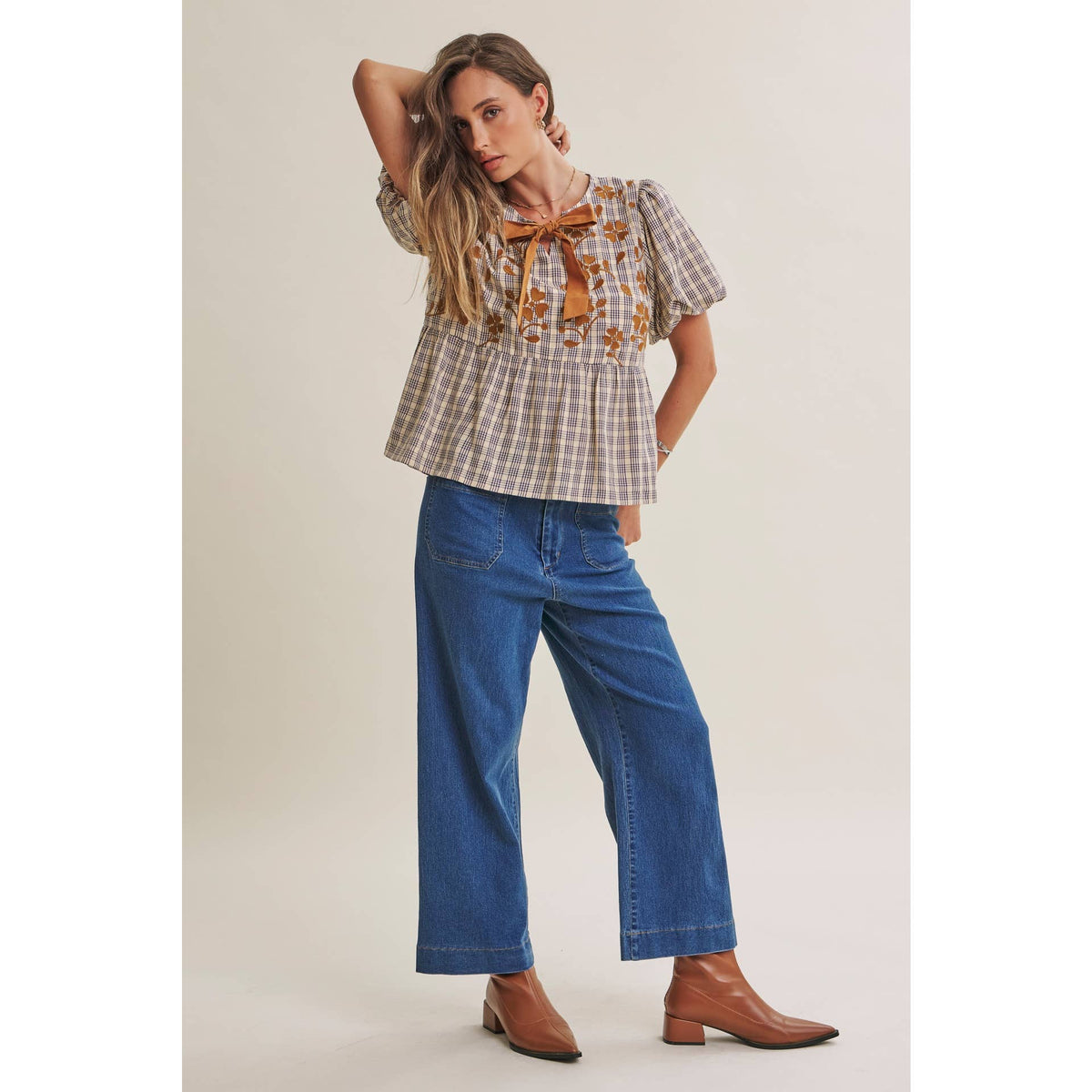 FRENCH PLAID TOP