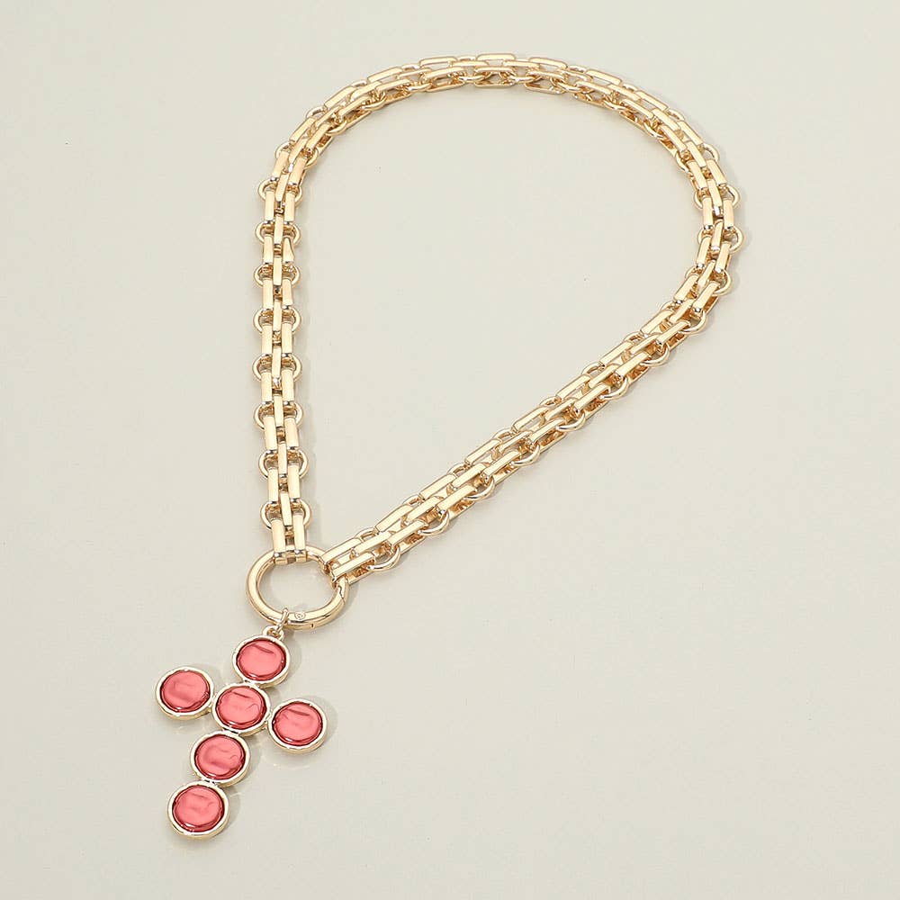 Pearl Cross Charm Necklace