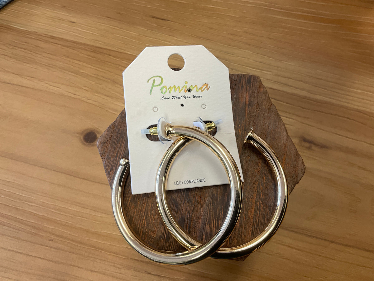 Shiny Gold Stud Hoop Earring