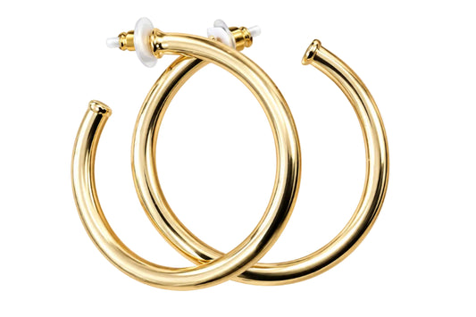Shiny Gold Stud Hoop Earring