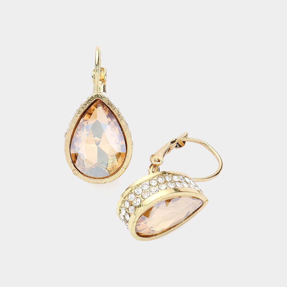 Teardrop Stone Lever Back Earrings