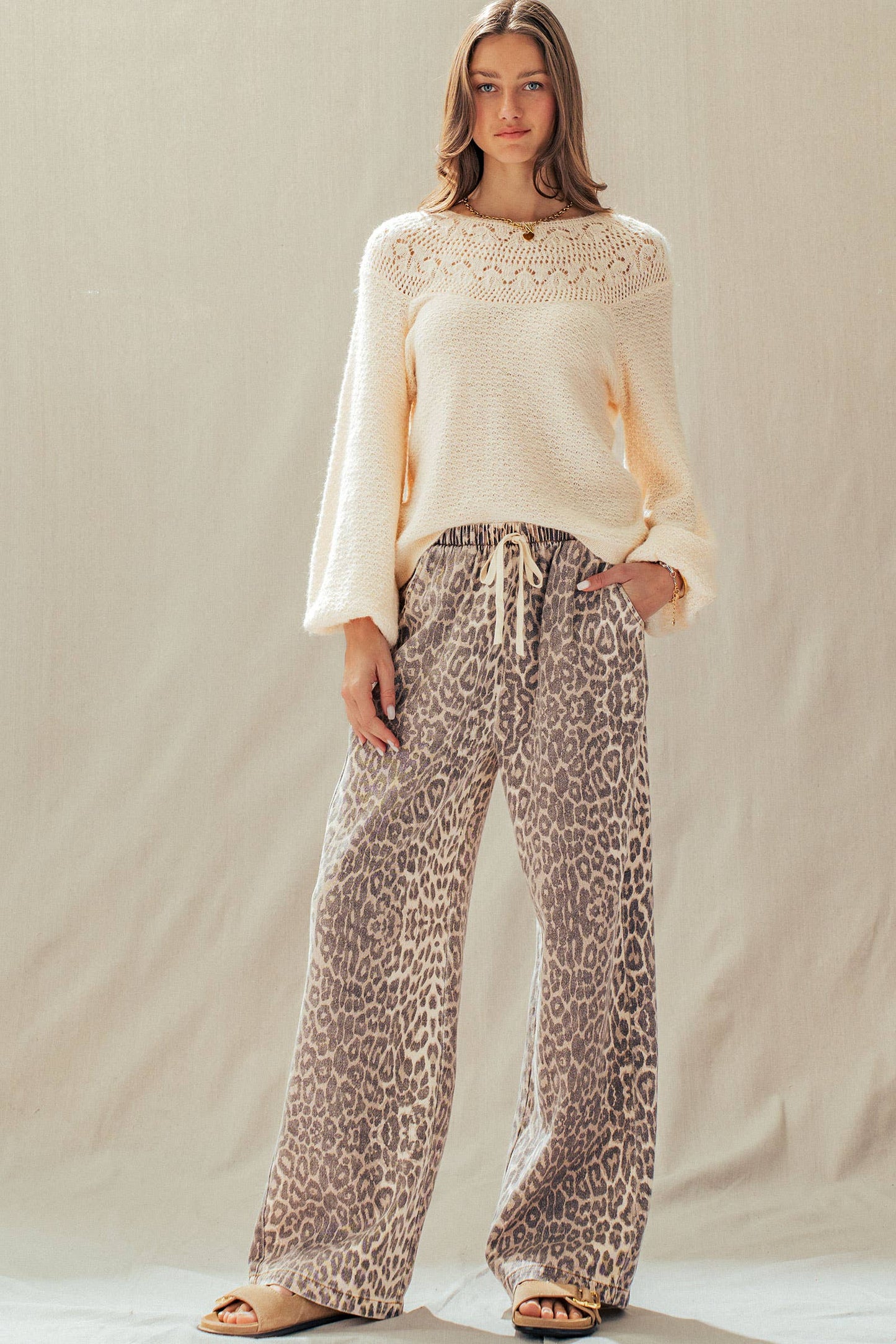 Leopard Wide Leg Drawstring