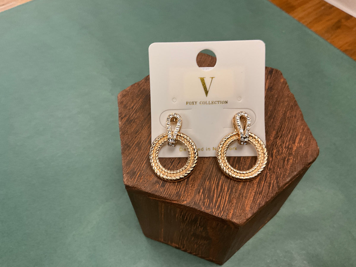 Gold Textured Circle Hoop Earring
