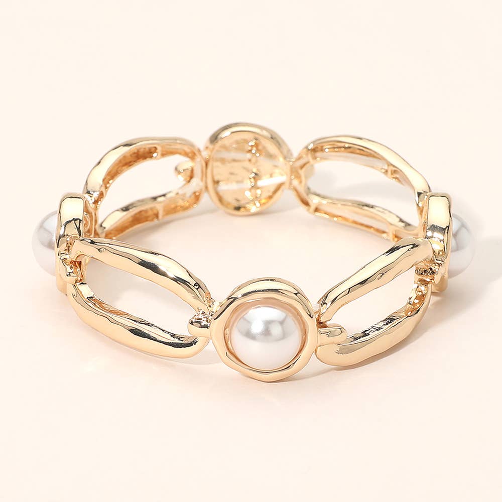 Round Hammered Oval Stretch Bracelet