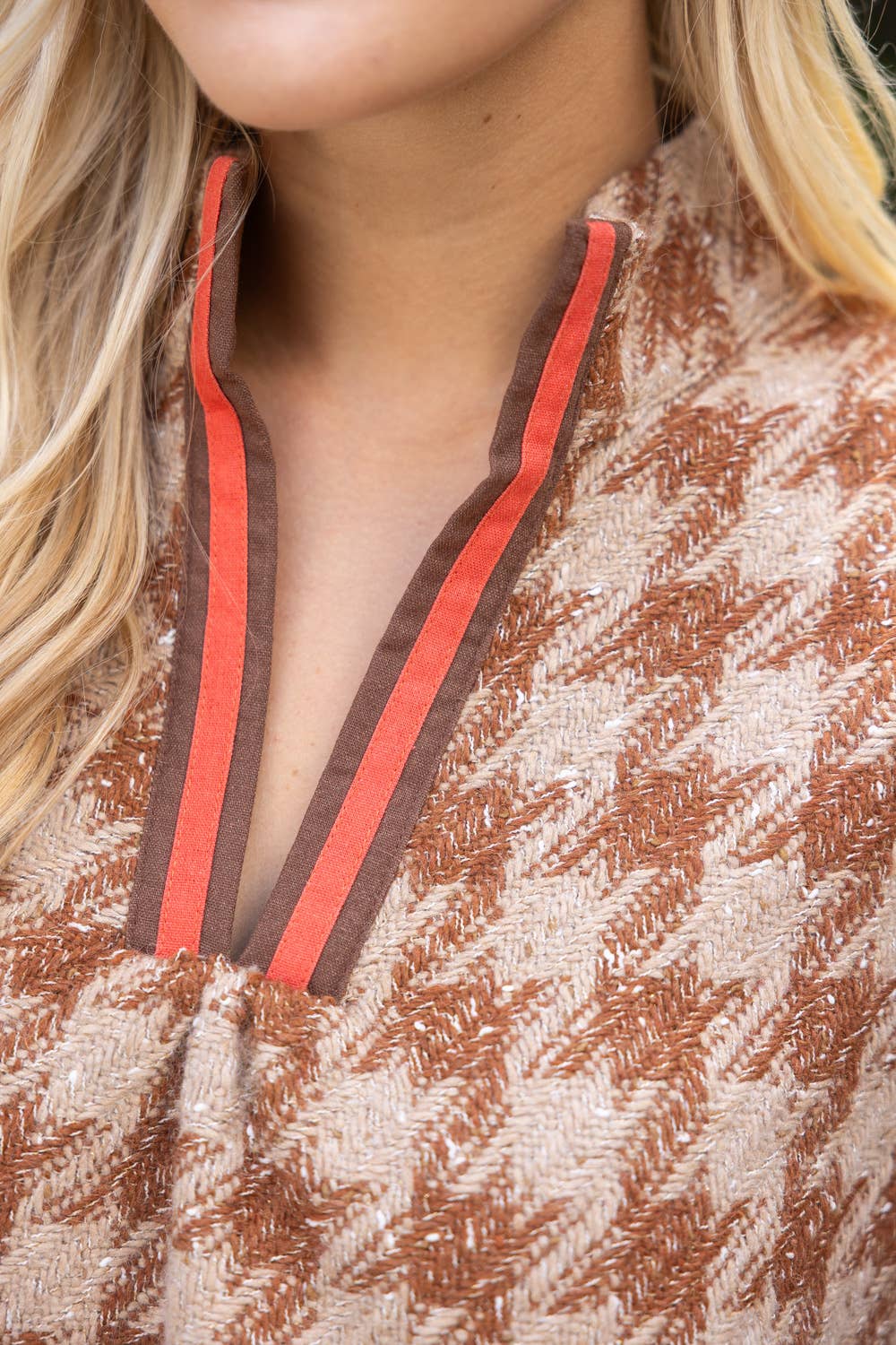 Denim Sleeve Tweed Top