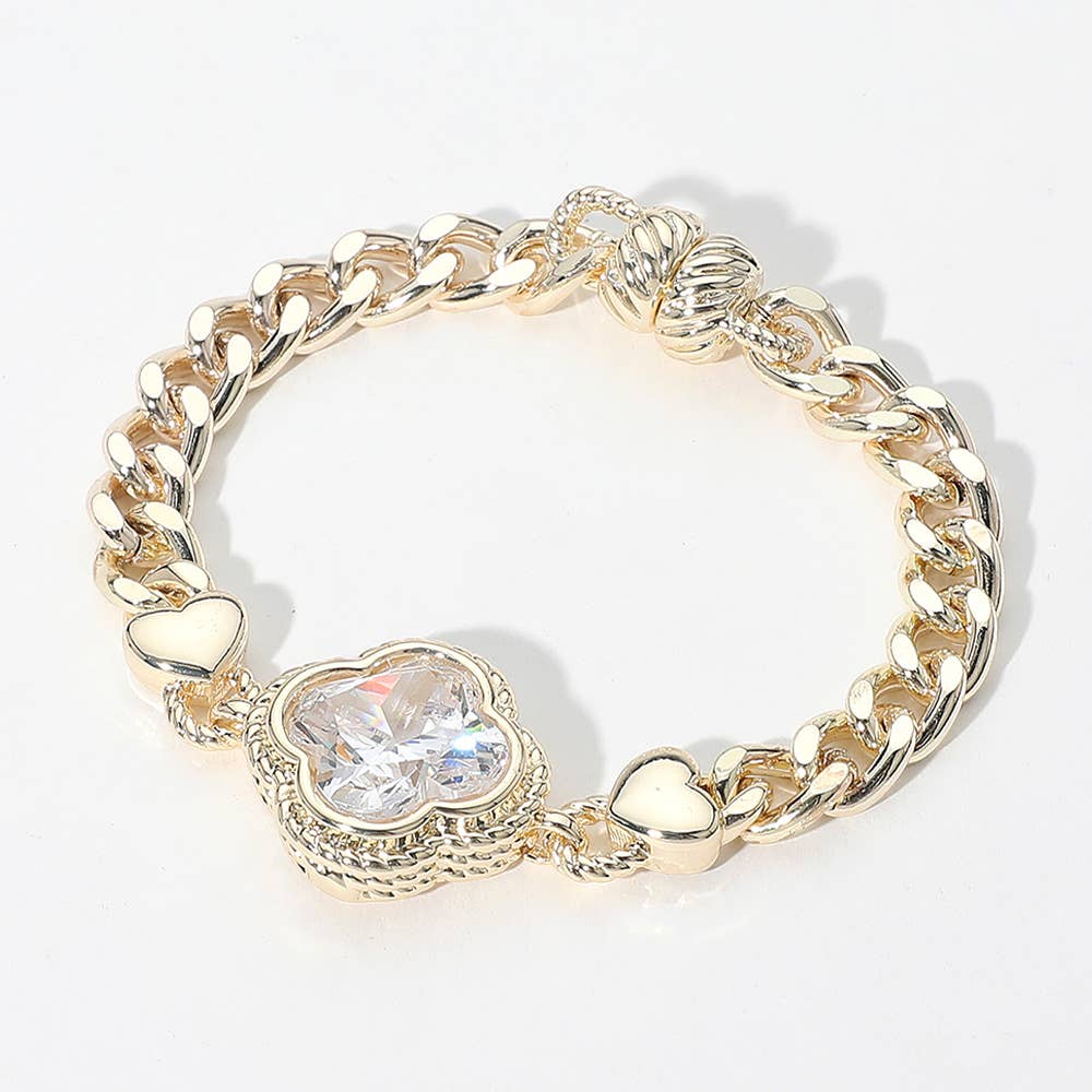 14K Gold Plated CZ Magnetic Bracelet