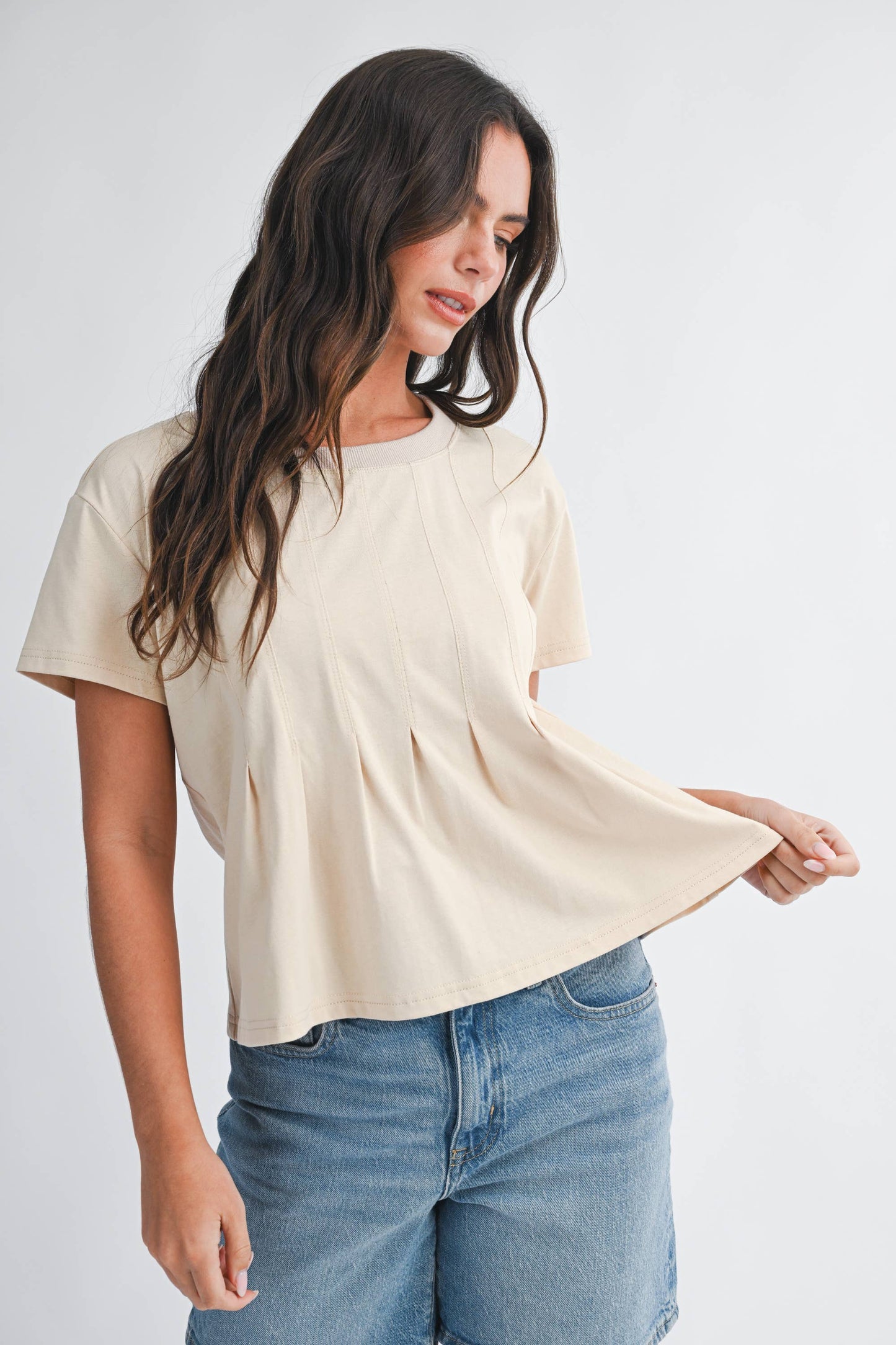 Pleated Swing Tee Top