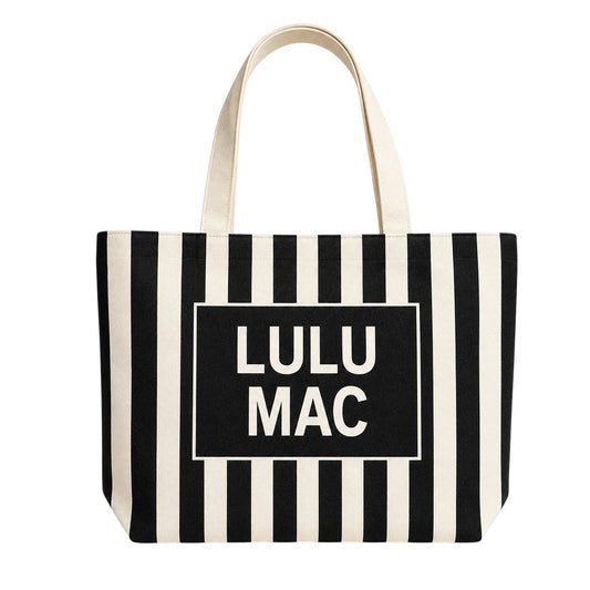 Lulu Mac Canvas Tote Black/White Stripe