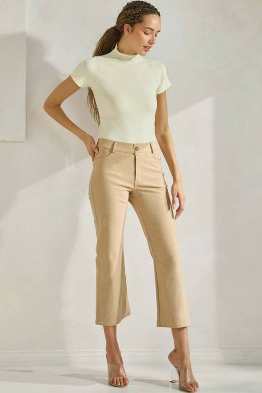 Women's Classic Solid Straight Leg Crop Pants