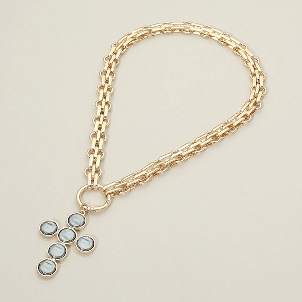 Pearl Cross Charm Necklace