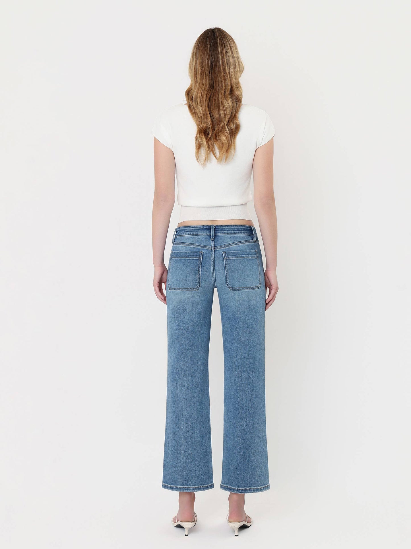 MEDIUM WASH PATCH POCKET JEANS