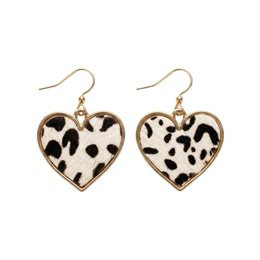 Heart Earring with Animal Print