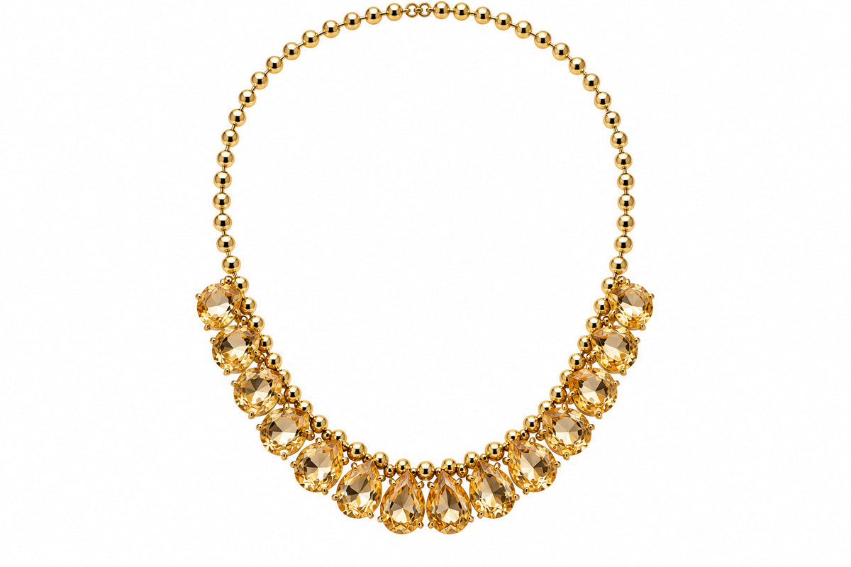 Teadrop Round Stone Necklace