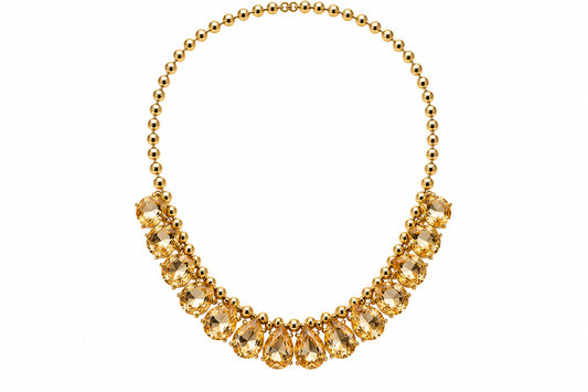 Teadrop Round Stone Necklace