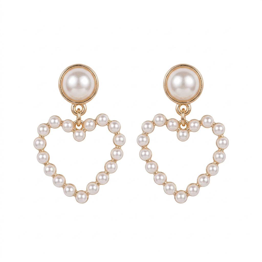 Pearl Heart Dangle Earring