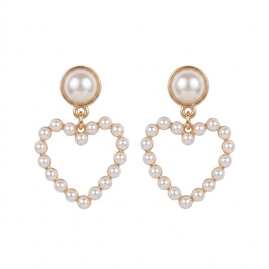 Pearl Heart Dangle Earring
