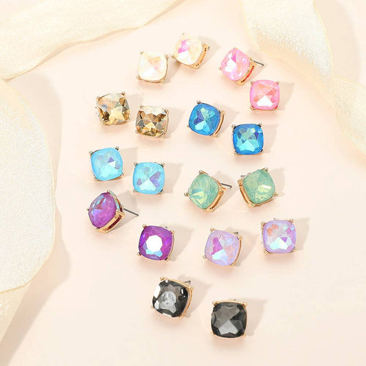 Square Cushion Stud Earrings