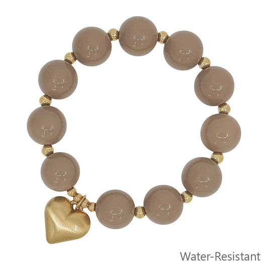 Matte Gold Natural Beaded Stretch Bracelet